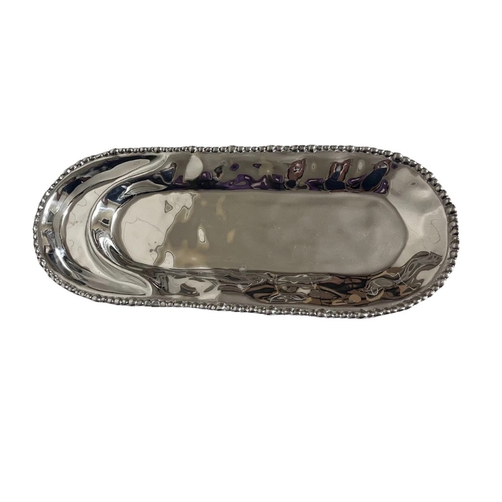 Beatriz Ball Organic Pearl Brooklyn Silver Oval Platter dip 7212 Gift Party